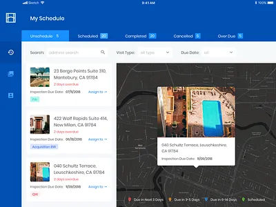 Homevisitapp Test Design dashboad ipad app map