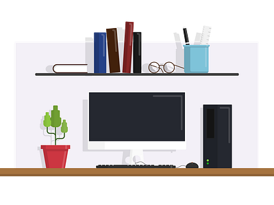 Work Desk (Illustrator classroom exercise) computer desk flat design illustration illustration art minimal ui vector