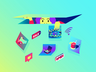 Instagram illustration instagram shy vector