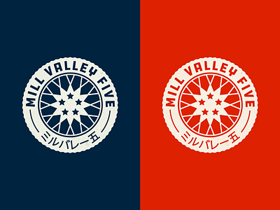 Mill Valley Five - Emblem Design america american bikes branding ddc five friends identity japan lettering logo mill motor motorbike spoke stars symbol usa valley wheel