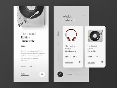 E-commerce App Interface for High-end Equipment app cuberto graphics headphones interface ios music phones stylish techno technology ui ux