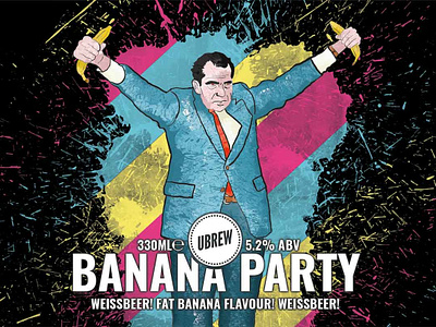 Banana Party beer art beer branding illustration nixon richard nixon