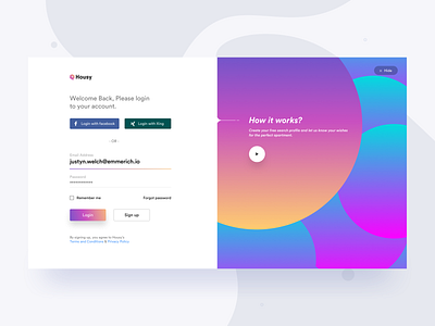 Login cards dashboard design gradient illustration landing page login onboarding profile search split screen typography webdesign website