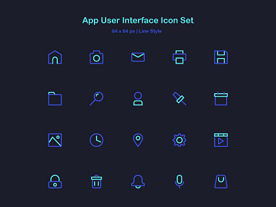 App User Interface Icon Set. app application blue design icon icon app icon pack icon sets iconography icons illustration interface multimedia set symbol ui ux web website