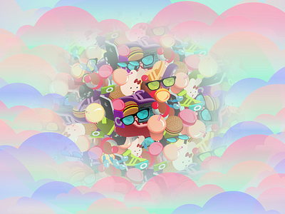 Abstract concept on consumerism colors consumerism flat desig icons illustration