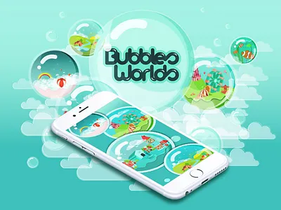 Bubbles Worlds mobile game :) colors flat desig illistration mobile game