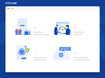 Spot Illustrations for InMobi Pulse - Set 2 abstract aswin design flat icons icons set illustration landing menon minimal spot ui ux