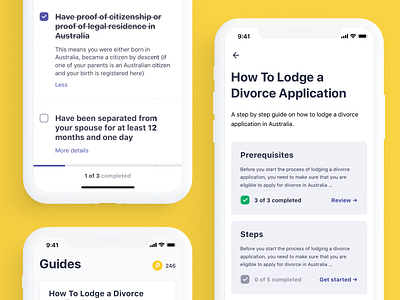 Guides on how to Lodge a Divorce Application app check list guides instruction ios iphone mobile mobile designer progress recipe to do typography