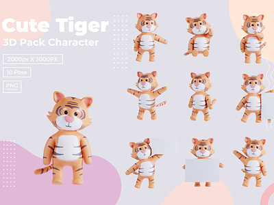 3D Pack Cute Animal Tiger