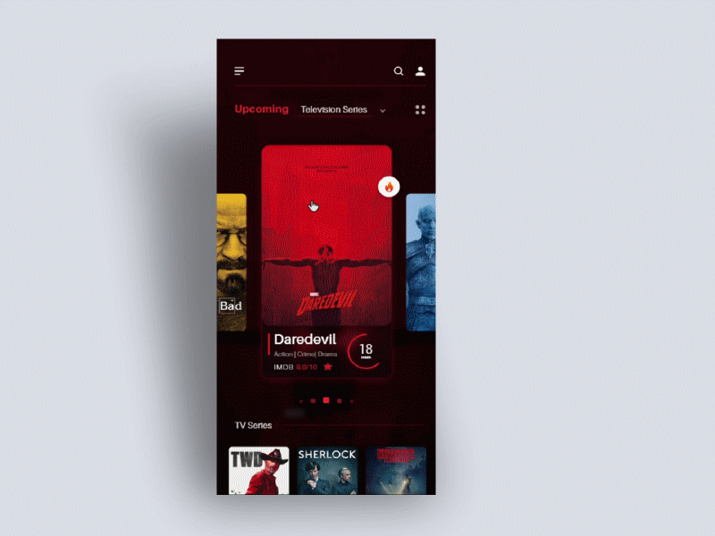 Movie/Television App animation adobe adobexd animation app app concept appdesign autoanimate movie app tv shows ui uidesign uiux uiuxdesign ux ux design web web app