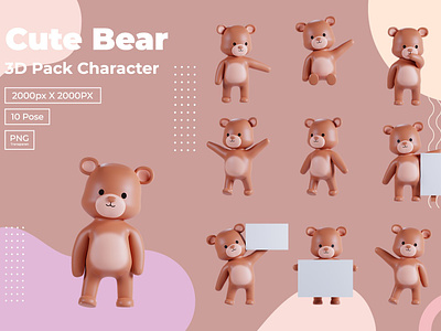 3D Pack Cute Animal Bear