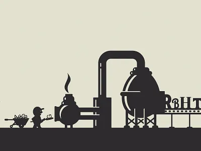 Retro Supply Co. - Footer Mural 2/3 custom fonts designer resources factory footer halftones illustration loading truck mural retro supply co website workers workshop