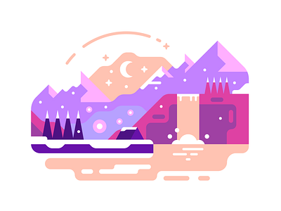 Snowy Peaks illustration mountains snow