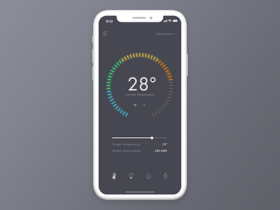 Home monitoring dashboard app concept - Daily UI 021 app app concept app design app designer appdesign daily 100 dailyui dash board design flat flat design home app ios london minimalist monitoring temperature ui uk ux