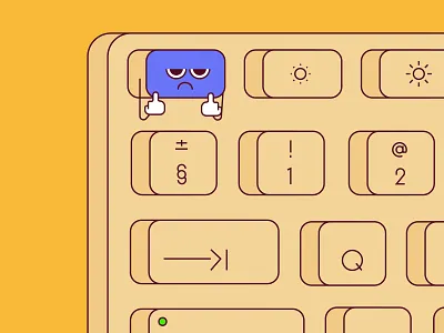 Nope. angry character computer face hustle illustration keyboard line art middle finger minimal