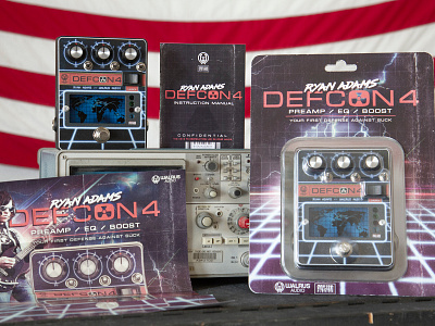 Walrus Audio / Ryan Adams DEFCON4 1980 1980s 80s graphic design guitar pedal package design ryan adams wargames