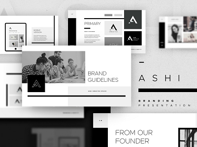 Ashi - Branding Presentation brand brand guidelines branding icons keynote template minimalist monochrome powerpoint template presentation