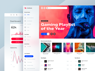 Light Theme for Design System app chart clean desktop light music online player spotify streaming typography ui ux