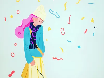 autumn girl padpro painting illustration