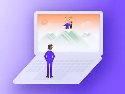 Digitized Paperwork character form illustration landscape laptop mountain noise paper paperwork texture wine