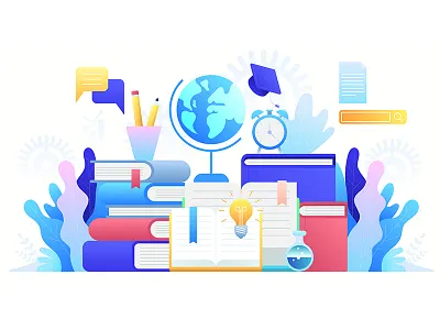 Online Education art artwork concept courses design distance education flat icon illustration training center vector