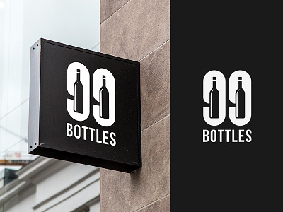 99 Bottles - Bar & Bottle shop logo 99 bottles beer brewery bar restaurant food and drink ideas graphics black logo branding identity brands logo designer logos creative luxury pub cake drinks negative space typography logotype