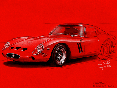 1962 Ferrari 250 GTO 1960s canson car design classic car classic cars ferrari italian italiano old school rendering sketching transportation