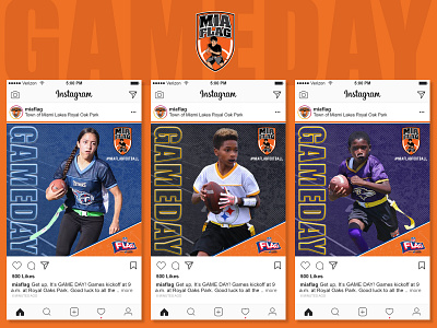 Miami Lakes Flag Football Social Media Campaign PT.3 branding design facebook football graphic design graphic desgin instagram nfl photoshop social media design socialmedia sports youth sports