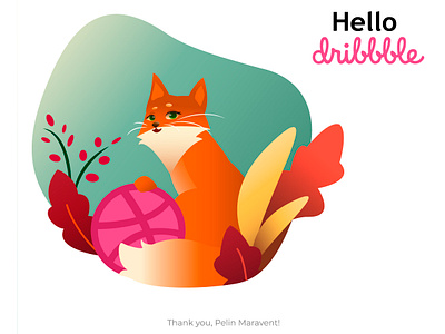 Hello dribbble! animal autumn berries dribble hello dribble illustration leaf vector