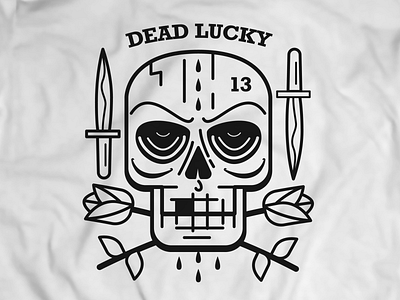 Dead Lucky 13 daggers dead death lucky mockup roses skull t shirt design tarot thirteen tshirt