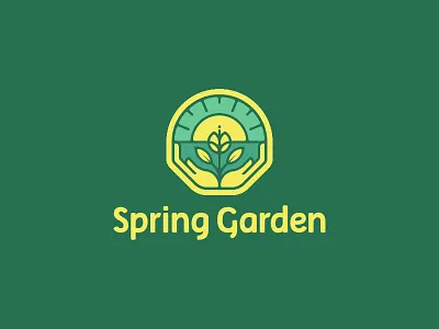 Spring Garden brand ecologic ecology florist garden green hands logo logodesign natural organic plant spring sun
