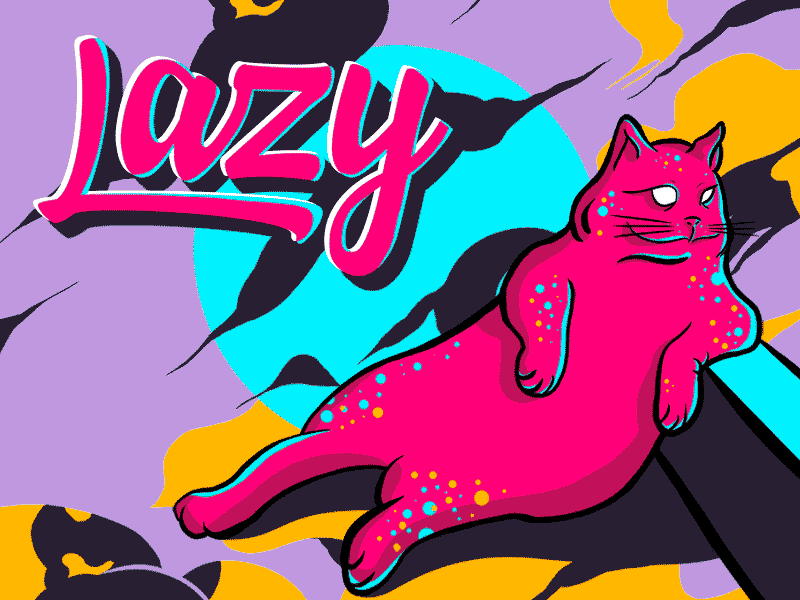 Lazy Cat cat colors illustration lazy pink