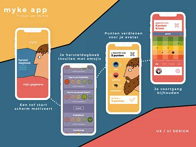 Myke App animation app app concept avatar colorful design flat design illustration minimal mobile app sport app ui ui ux design ux