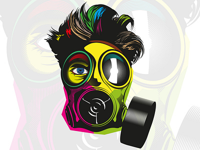 Gasmask characer color illustration vector