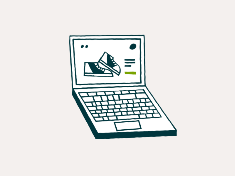 Shoe shopping aniamtion gif laptop loop shoes