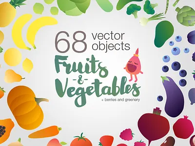 Fruits-n-Vegetables (vector objects) eat food fruits icons illustration products vector vegetables