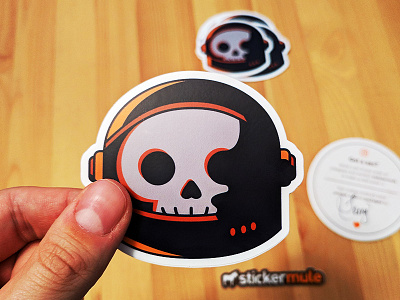 No One Can Hear Me Stick astronaut dead death geometric halloween helmet illustration lighting october simple skull space spooky stars sticker sticker mule stickermule vector