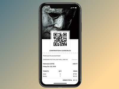 Email Receipt - DailyUI #17 adobe xd app dailyui design iphone mockup movie receipt ui uiux