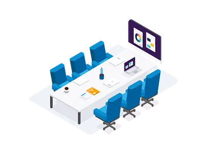 The Board Room app board boardroom flat illustration isometric meeting office technology vector working workspace