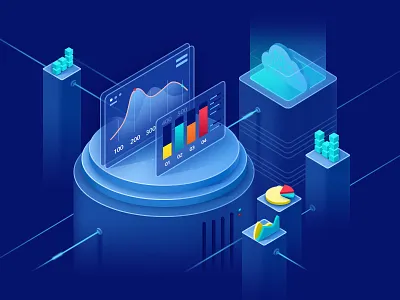 Data analysis concept 3d cloud computing data design diagram illustration web