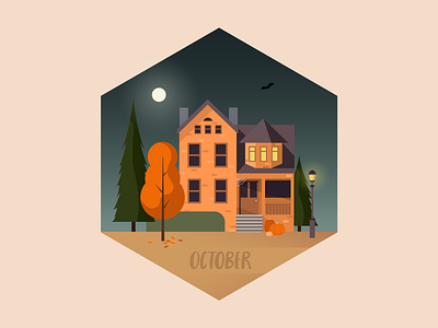 Trick-or-treat design fall halloween home house illustration mad fish digital night north west october orange trick or treat wallpaper