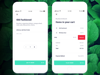 Tipsy - Order drinks without waving down a bartender app cart checkout checkout form checkout page checkout process drink edit order food items mobile mobile app order order confirmation place order remove restaurant