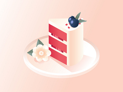 Cake berry blueberry cake cream dessert dish flower food gradients illustration pie piece piece of cake piece of pie plate red red velvet red velvet cake tasty tray