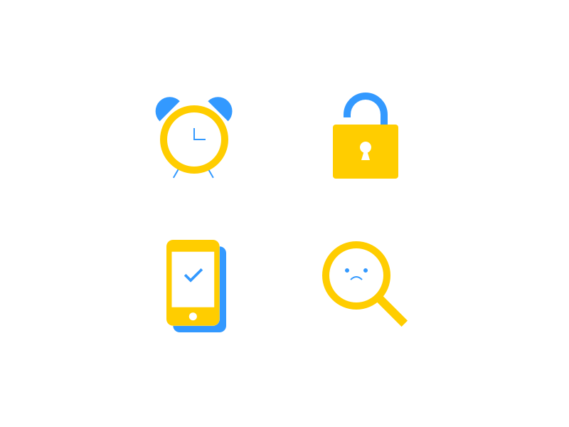 Icon set clock empty icon lock mobile search sketch