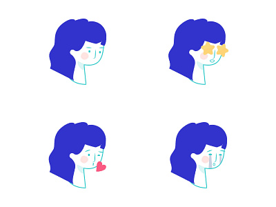 😶🤩😘😭 character girl illustration illustration