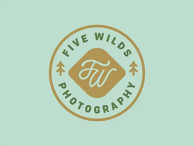 Five Wilds Photography Badge badge logo monogram pacific northwest pine trees