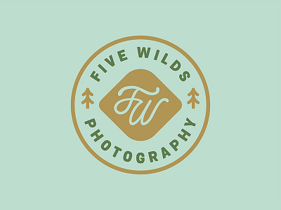 Five Wilds Photography Badge badge logo monogram pacific northwest pine trees