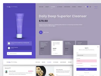 Beautyfeel - UI elements beauty beautyfeel comments creative feel luxury products sign in store ui ux web design web shop