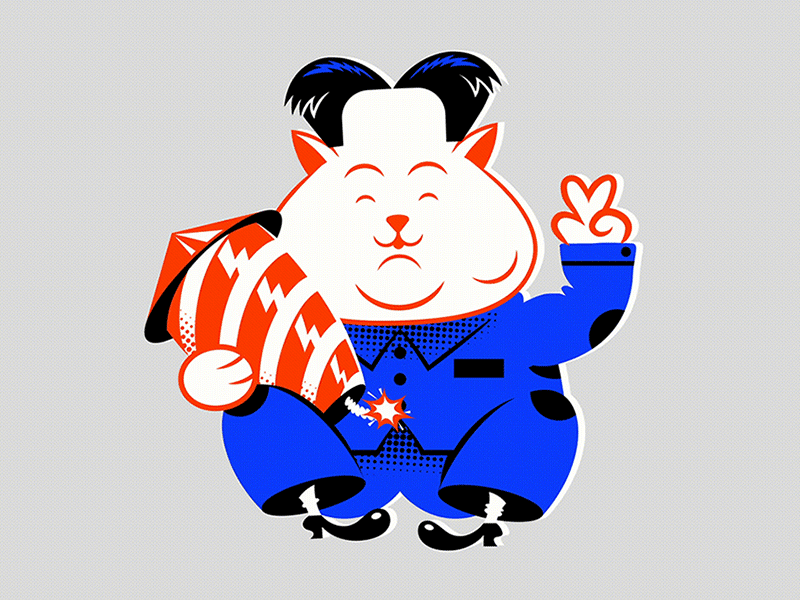 Maneki-neko Kim animation asian bomb cat character characterdesign collaboration gif illustration kim jong un kitty maneki manekineko