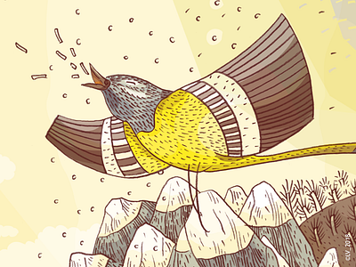 Yellow bird adobe photoshop bird character design digital drawing graphic hand drawing illustration nature yellow